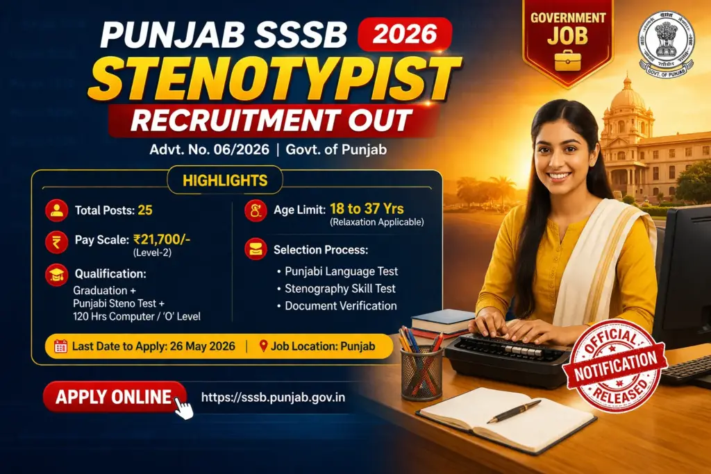 Punjab SSSB Steno Bharti 2026